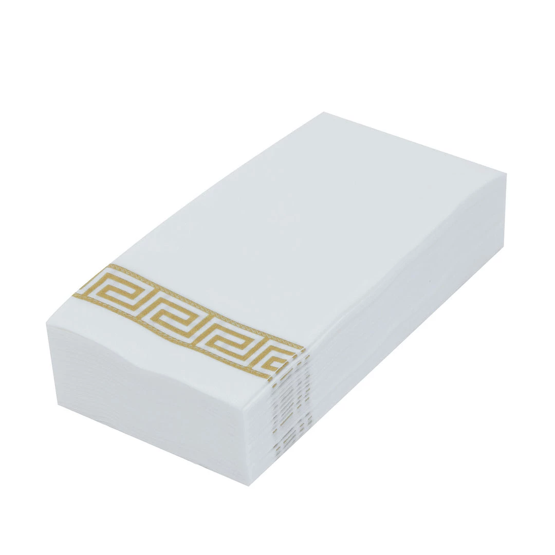 HIER_5470 20 Pack | Gold Foil White Airlaid Soft Linen-Feel Paper Dinner Napkins, Disposable Hand Towels - Greek Key 15 HIER_5470 20 Pack | Gold Foil White Airlaid Soft Linen-Feel Paper Dinner Napkins, Disposable Hand Towels - Greek Key