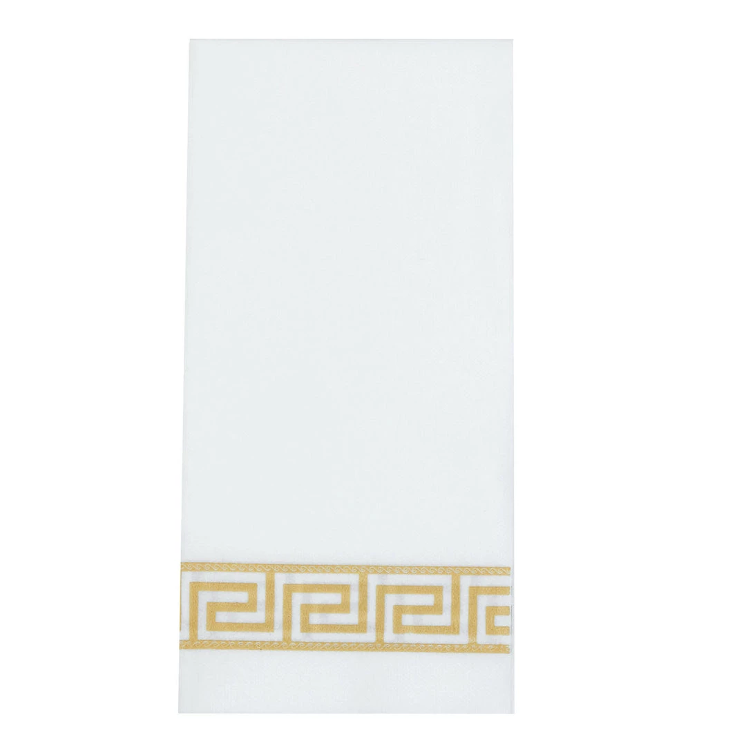 HIER_5470 20 Pack | Gold Foil White Airlaid Soft Linen-Feel Paper Dinner Napkins, Disposable Hand Towels - Greek Key 13 HIER_5470 20 Pack | Gold Foil White Airlaid Soft Linen-Feel Paper Dinner Napkins, Disposable Hand Towels - Greek Key