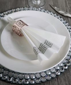 HIER_5470 20 Pack | Silver Foil White Airlaid Soft Linen-Feel Paper Dinner Napkins, Disposable Hand Towels - Greek Key 21 HIER_5470 20 Pack | Silver Foil White Airlaid Soft Linen-Feel Paper Dinner Napkins, Disposable Hand Towels - Greek Key