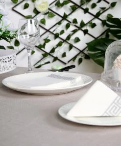 HIER_5470 20 Pack | Silver Foil White Airlaid Soft Linen-Feel Paper Dinner Napkins, Disposable Hand Towels - Greek Key 23 HIER_5470 20 Pack | Silver Foil White Airlaid Soft Linen-Feel Paper Dinner Napkins, Disposable Hand Towels - Greek Key