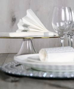 HIER_5470 20 Pack | Silver Foil White Airlaid Soft Linen-Feel Paper Dinner Napkins, Disposable Hand Towels - Greek Key 25 HIER_5470 20 Pack | Silver Foil White Airlaid Soft Linen-Feel Paper Dinner Napkins, Disposable Hand Towels - Greek Key