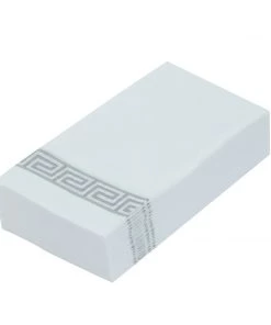 HIER_5470 20 Pack | Silver Foil White Airlaid Soft Linen-Feel Paper Dinner Napkins, Disposable Hand Towels - Greek Key 29 HIER_5470 20 Pack | Silver Foil White Airlaid Soft Linen-Feel Paper Dinner Napkins, Disposable Hand Towels - Greek Key