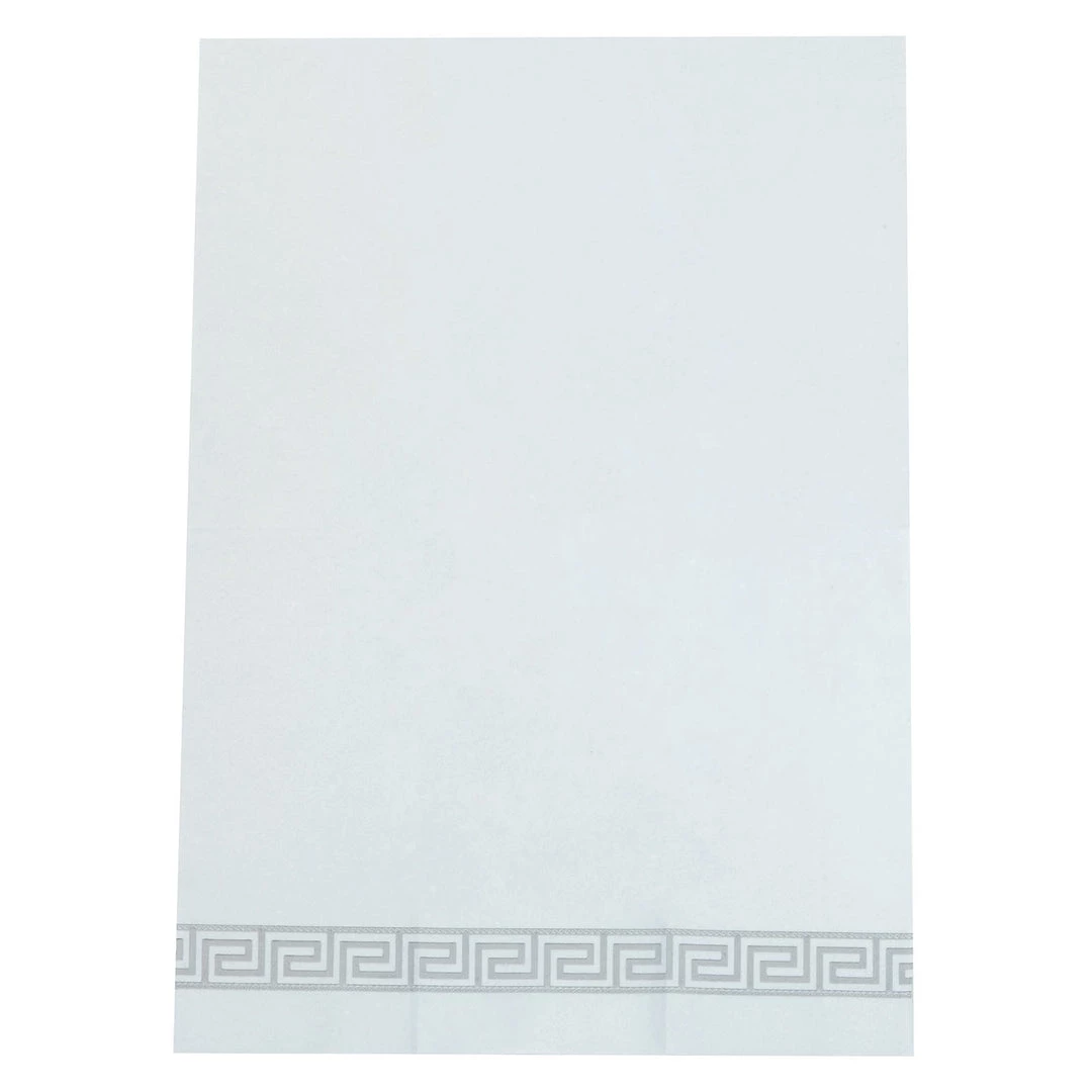 HIER_5470 20 Pack | Silver Foil White Airlaid Soft Linen-Feel Paper Dinner Napkins, Disposable Hand Towels - Greek Key 12 HIER_5470 20 Pack | Silver Foil White Airlaid Soft Linen-Feel Paper Dinner Napkins, Disposable Hand Towels - Greek Key