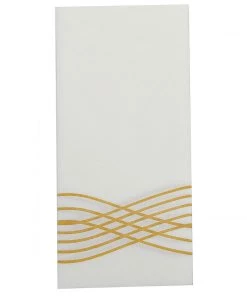 HIER_5470 20 Pack | Gold Foil White Airlaid Soft Linen-Feel Paper Dinner Napkins, Disposable Hand Towels - Wave Linen Napkins