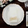 HIER_5470 20 Pack | Gold Foil White Airlaid Soft Linen-Feel Paper Dinner Napkins, Disposable Hand Towels - Wave Linen Napkins