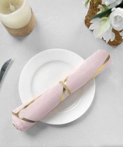 HIER_2210 5 Pack | Modern Blush/Rose Gold & Geometric Gold Cloth Dinner Napkins | 20
