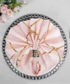 HIER_2210 5 Pack | Modern Blush/Rose Gold & Geometric Gold Cloth Dinner Napkins | 20