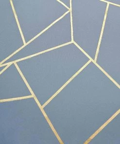 HIER_2210 5 Pack | Modern Dusty Blue & Geometric Gold Cloth Dinner Napkins | 20