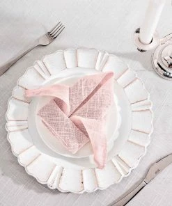 HIER_2210 Linen Napkins 5 Pack | Blush/Rose Gold Slubby Textured Cloth Dinner Napkins, Wrinkle Resistant Linen | 20