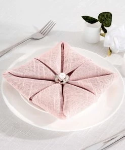 HIER_2210 Linen Napkins 5 Pack | Blush/Rose Gold Slubby Textured Cloth Dinner Napkins, Wrinkle Resistant Linen | 20