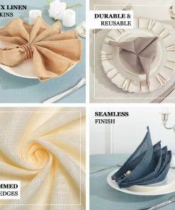 HIER_2210 Linen Napkins 5 Pack | Ivory Slubby Textured Cloth Dinner Napkins, Wrinkle Resistant Linen | 20