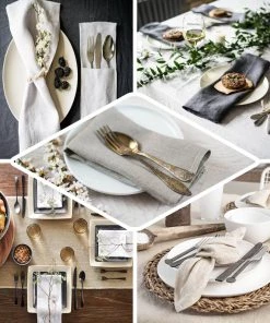 HIER_2210 Linen Napkins 5 Pack | Blush/Rose Gold Slubby Textured Cloth Dinner Napkins, Wrinkle Resistant Linen | 20