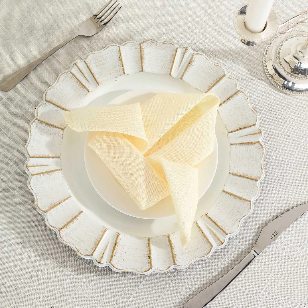 HIER_2210 Linen Napkins 5 Pack | Ivory Slubby Textured Cloth Dinner Napkins, Wrinkle Resistant Linen | 20"x20" 10 HIER_2210 Linen Napkins 5 Pack | Ivory Slubby Textured Cloth Dinner Napkins, Wrinkle Resistant Linen | 20"x20"