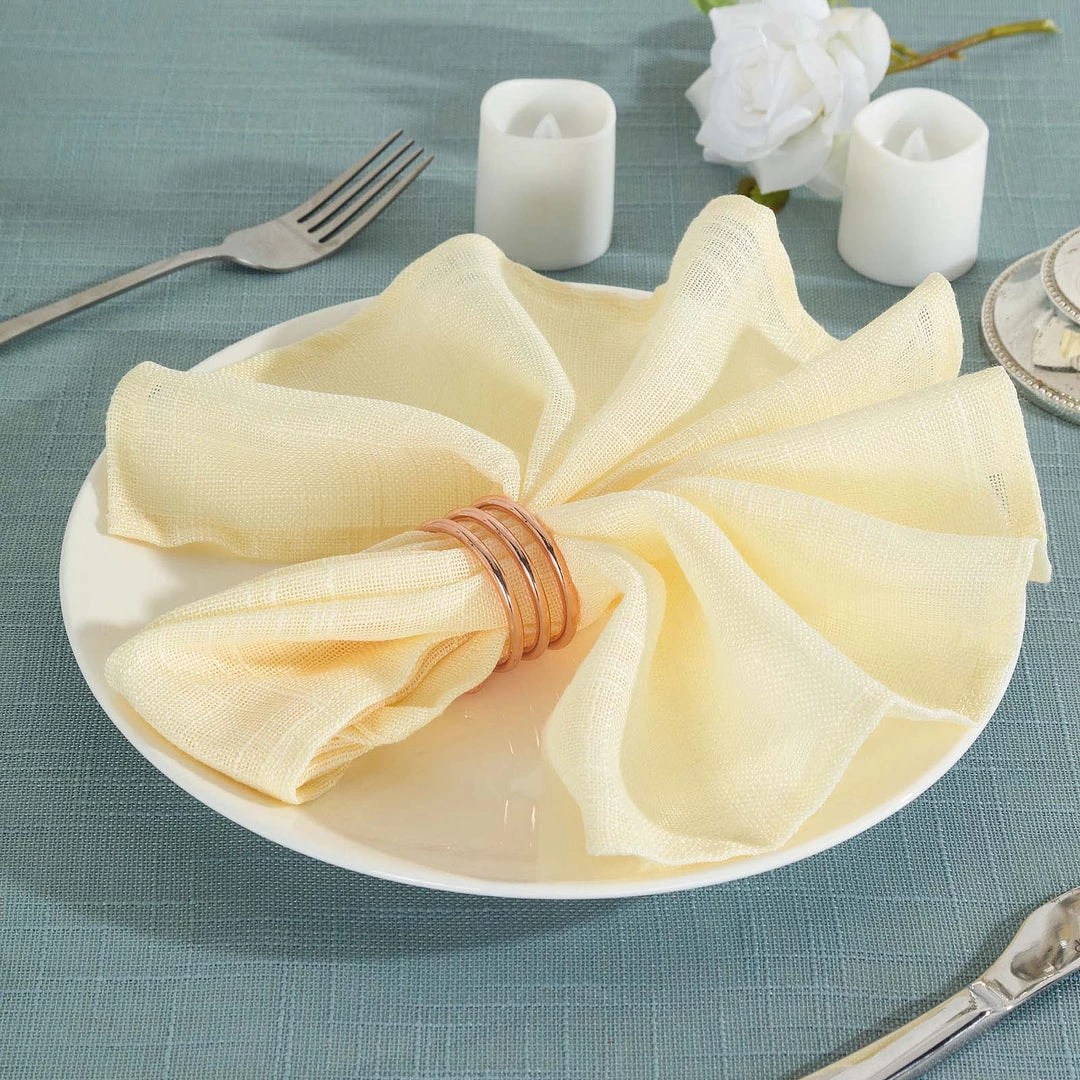 HIER_2210 Linen Napkins 5 Pack | Ivory Slubby Textured Cloth Dinner Napkins, Wrinkle Resistant Linen | 20"x20" 8 HIER_2210 Linen Napkins 5 Pack | Ivory Slubby Textured Cloth Dinner Napkins, Wrinkle Resistant Linen | 20"x20"