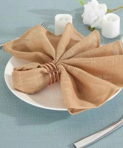 HIER_2210 Linen Napkins 5 Pack | Natural Slubby Textured Cloth Dinner Napkins, Wrinkle Resistant Linen | 20"x20"