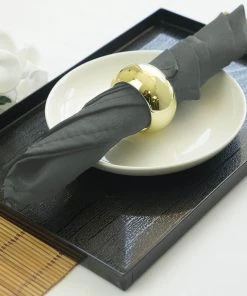 HIER_2210 5 Pack | Charcoal Gray Seamless Cloth Dinner Napkins, Wrinkle Resistant Linen | 17"x17"