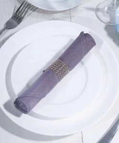 HIER_2210 Linen Napkins 5 Pack | Violet Amethyst Seamless Cloth Dinner Napkins, Wrinkle Resistant Linen | 17
