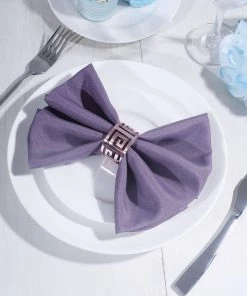 HIER_2210 Linen Napkins 5 Pack | Violet Amethyst Seamless Cloth Dinner Napkins, Wrinkle Resistant Linen | 17