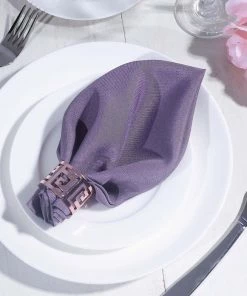 HIER_2210 Linen Napkins 5 Pack | Violet Amethyst Seamless Cloth Dinner Napkins, Wrinkle Resistant Linen | 17
