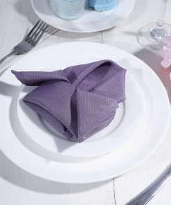 HIER_2210 Linen Napkins 5 Pack | Violet Amethyst Seamless Cloth Dinner Napkins, Wrinkle Resistant Linen | 17