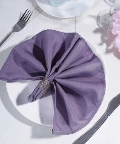 HIER_2210 Linen Napkins 5 Pack | Violet Amethyst Seamless Cloth Dinner Napkins, Wrinkle Resistant Linen | 17"x17"
