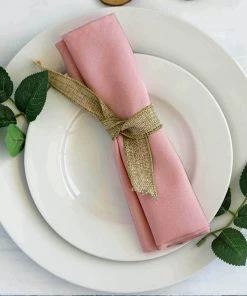 HIER_2210 5 Pack | Dusty Rose Seamless Cloth Dinner Napkins, Wrinkle Resistant Linen | 17"x17"