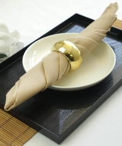 HIER_2210 5 Pack | Beige Seamless Cloth Dinner Napkins, Wrinkle Resistant Linen | 17"x17"