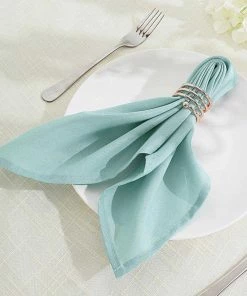 HIER_2210 5 Pack | Dusty Sage Seamless Cloth Dinner Napkins, Wrinkle Resistant Linen | 17"x17"
