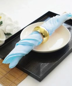 HIER_2210 5 Pack | Blue Seamless Cloth Dinner Napkins, Wrinkle Resistant Linen | 17"x17"