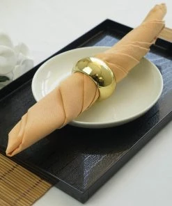 HIER_2210 5 Pack | Champagne Seamless Cloth Dinner Napkins, Wrinkle Resistant Linen | 17"x17" Linen Napkins