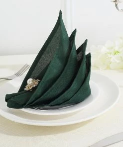 HIER_2210 5 Pack | Hunter Emerald Green Seamless Cloth Dinner Napkins, Wrinkle Resistant Linen | 17
