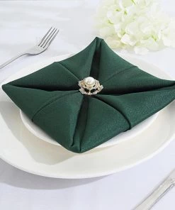 HIER_2210 5 Pack | Hunter Emerald Green Seamless Cloth Dinner Napkins, Wrinkle Resistant Linen | 17