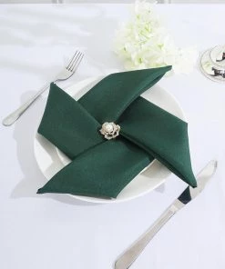 HIER_2210 5 Pack | Hunter Emerald Green Seamless Cloth Dinner Napkins, Wrinkle Resistant Linen | 17