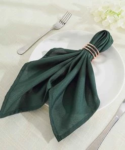 HIER_2210 5 Pack | Hunter Emerald Green Seamless Cloth Dinner Napkins, Wrinkle Resistant Linen | 17"x17" Linen Napkins