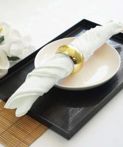 HIER_2210 Linen Napkins 5 Pack | Ivory Seamless Cloth Dinner Napkins, Wrinkle Resistant Linen | 17"x17"