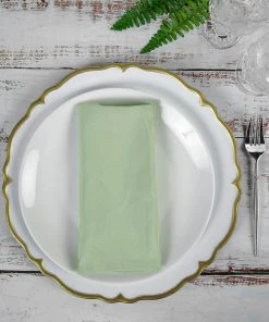 HIER_2210 5 Pack | Sage Green Seamless Cloth Dinner Napkins, Wrinkle Resistant Linen | 17"x17"