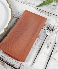 HIER_2210 5 Pack | Terracotta Seamless Cloth Dinner Napkins, Wrinkle Resistant Linen | 17"x17" Linen Napkins