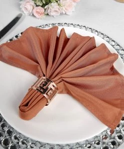 HIER_2210 5 Pack | Terracotta Seamless Cloth Dinner Napkins, Wrinkle Resistant Linen | 17