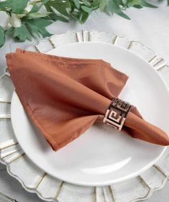 HIER_2210 5 Pack | Terracotta Seamless Cloth Dinner Napkins, Wrinkle Resistant Linen | 17
