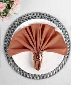 HIER_2210 5 Pack | Terracotta Seamless Cloth Dinner Napkins, Wrinkle Resistant Linen | 17