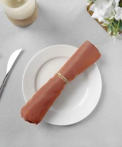 HIER_2210 5 Pack | Terracotta Seamless Cloth Dinner Napkins, Wrinkle Resistant Linen | 17