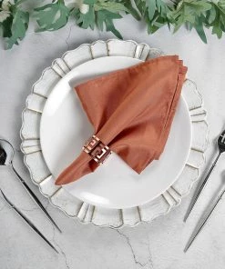 HIER_2210 5 Pack | Terracotta Seamless Cloth Dinner Napkins, Wrinkle Resistant Linen | 17