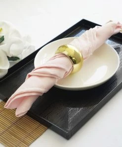 HIER_2210 5 Pack | Blush/Rose Gold Seamless Cloth Dinner Napkins, Wrinkle Resistant Linen | 17