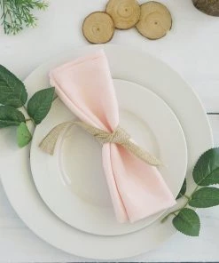 HIER_2210 5 Pack | Blush | Rose Gold Seamless Cloth Dinner Napkins, Reusable Linen | 20"x20"
