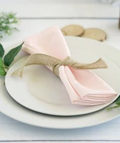 HIER_2210 5 Pack | Blush | Rose Gold Seamless Cloth Dinner Napkins, Reusable Linen | 20