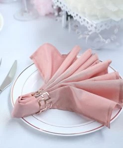 HIER_2210 Linen Napkins 5 Pack | Dusty Rose Seamless Cloth Dinner Napkins, Reusable Linen | 20"x20"