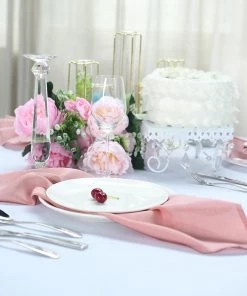 HIER_2210 Linen Napkins 5 Pack | Dusty Rose Seamless Cloth Dinner Napkins, Reusable Linen | 20"x20"