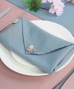 HIER_2210 5 Pack | Dusty Blue Seamless Cloth Dinner Napkins, Reusable Linen | 20"x20"