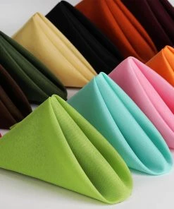 HIER_2210 5 Pack | Apple Green Seamless Cloth Dinner Napkins, Wrinkle Resistant Linen | 17"x17" Linen Napkins