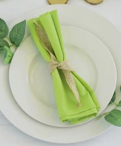 HIER_2210 5 Pack | Apple Green Seamless Cloth Dinner Napkins, Reusable Linen | 20"x20" Linen Napkins